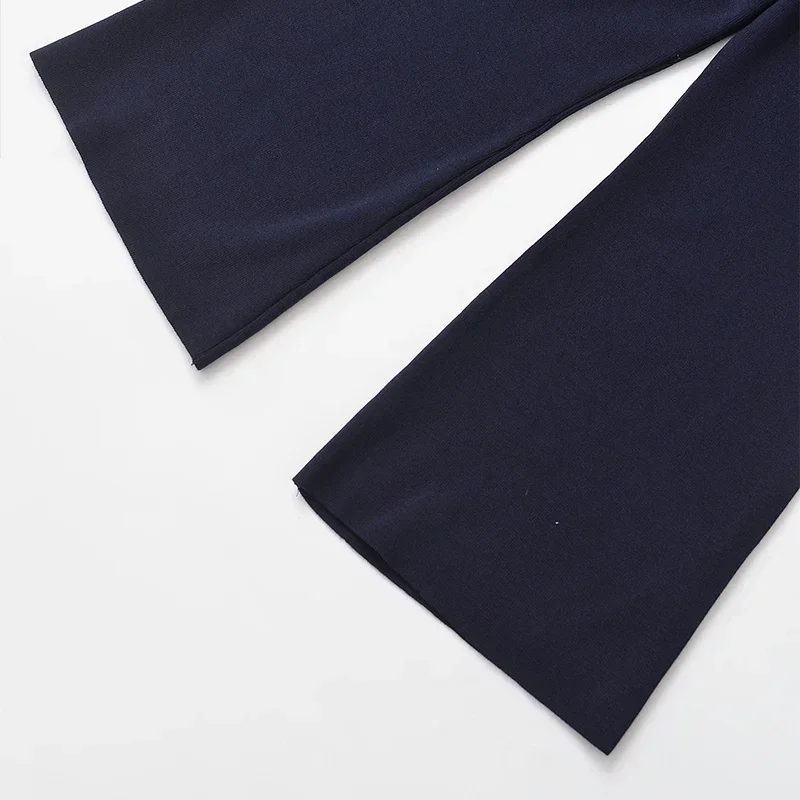 Conjunto elegante de dos piezas de pantalón de punto con cuello redondo, sin mangas, con volantes en los bajos, cintura alta, elástico, para dama, nuevo en trajes a juego.