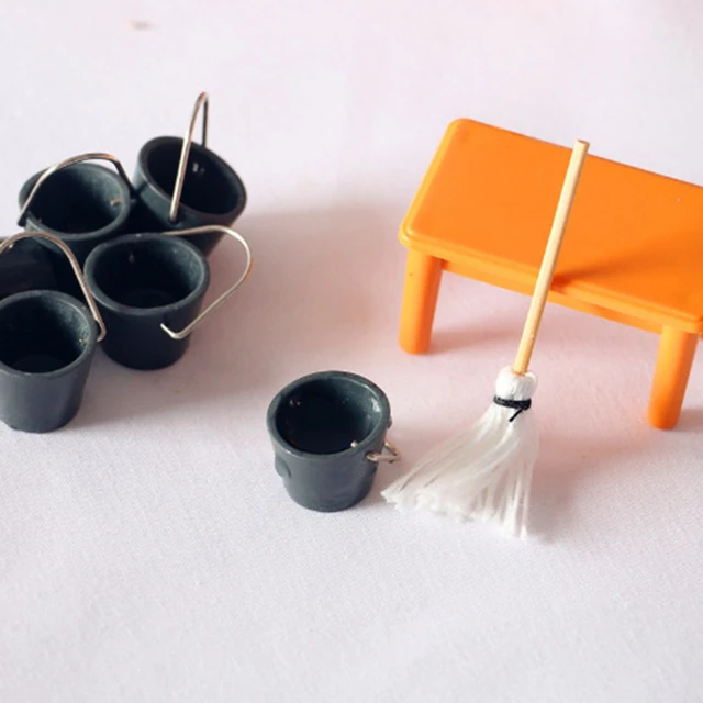 Miniature Mop Bucket Set Miniatures Cleaning Kit Dollhouse Miniature  Dollhouse Decoration Dollhouse Miniature Artisan Photography Props 