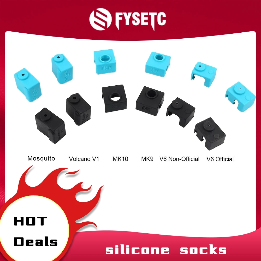 1/5/10PCS Silicone Socks 3D Printer Parts for V6 Volcano V1 MK10 MK9 Mosqiuto Hotend Extruder MK8/CR10/CR10S Heated Block Cover 10pcs 3mm thickness heated block protection cotton heat insulation part for mk8 mk9 extruder 3d printer high temperature cotton