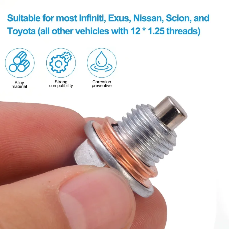 Magnetic Oil Drain Plug M12x1.25 Neodymium Magnet Stainless Steel Bolt For Honda Hyundai Volkswagen Kia