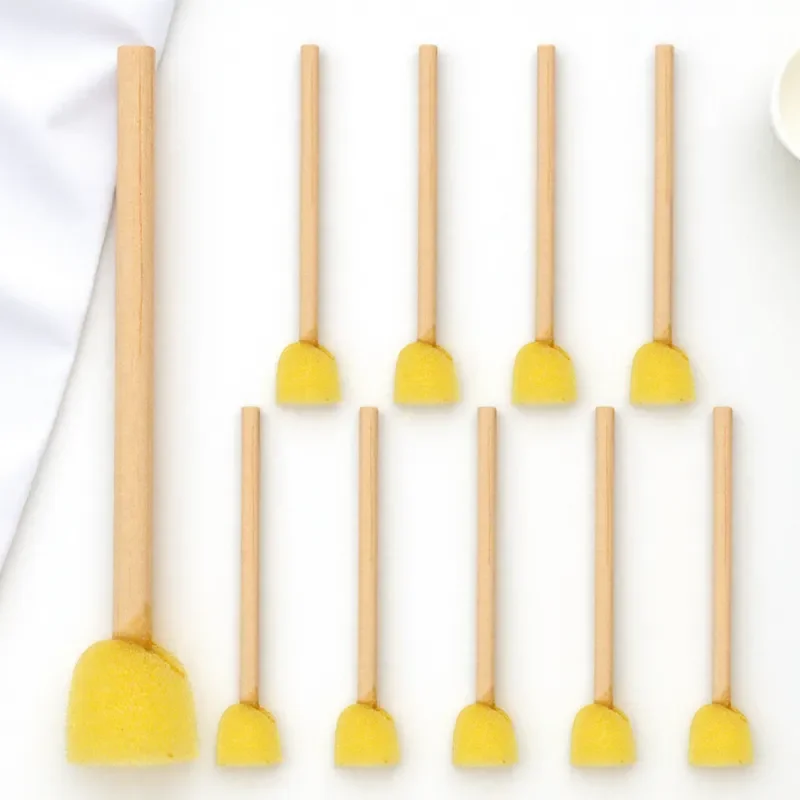 10Pcs 라운드 스폰지 페인트 브러쉬 나무 손잡이 어린이를위한 편안하고 부드..