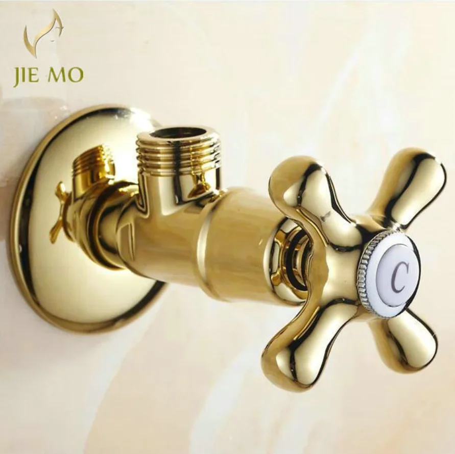 

golden New 1/2"malex 1/2" male Brass Bathroom Angle Stop Valve Antique finish Filling valves bathroom part 5 color