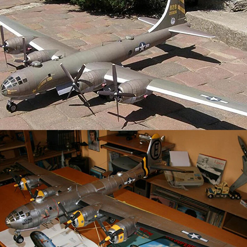 1:47 B-29 슈퍼 공중 요새 폭격기 항공기, DIY 3D 종이 모델 키트 장난감