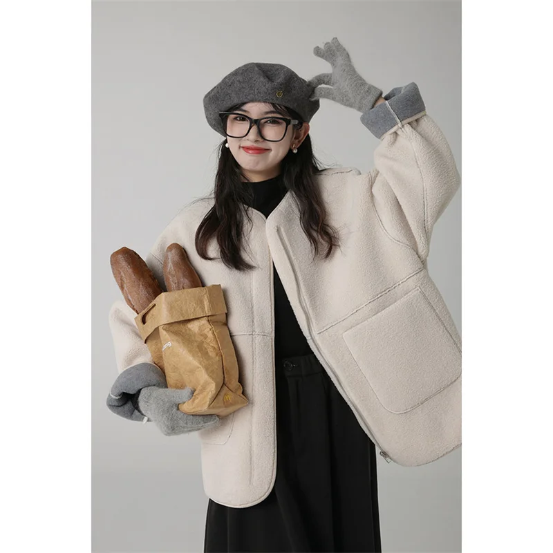 

Sandro Rivers Lamb Wool Women's Thickened Winter 2022 New Loose And Thin Cotton Jacket