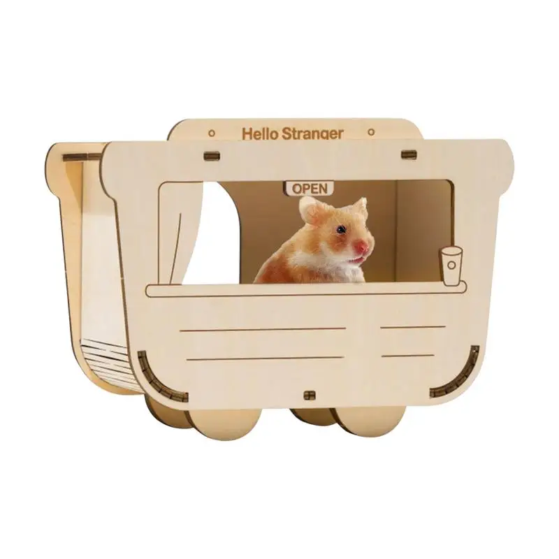 

Wooden Hamster House Scratch Resistant Hamster Hut With Cabin Styling Tabletop Ornaments For Living Room Balcony Game Room