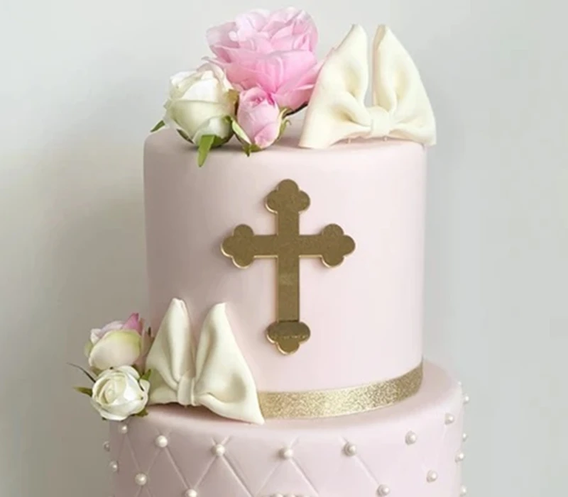 

10pcs Cross Cake Charm Acrylic Crucifix Cupcake Topper Christening Cake Topper Baptism Cake Charms Gold First Holy Communion