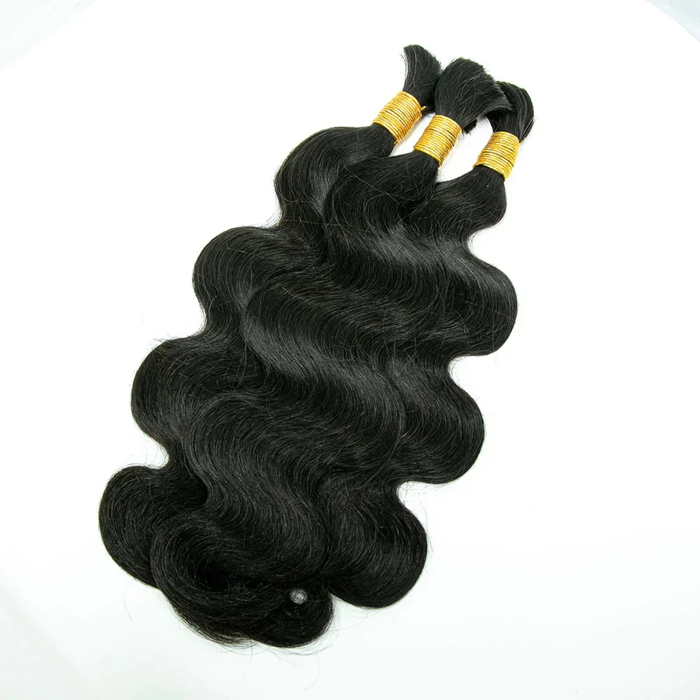Natural Black 100% Human Hair Body Wave Bulk Hair for Braiding 1B No Weft Bulk Extensions