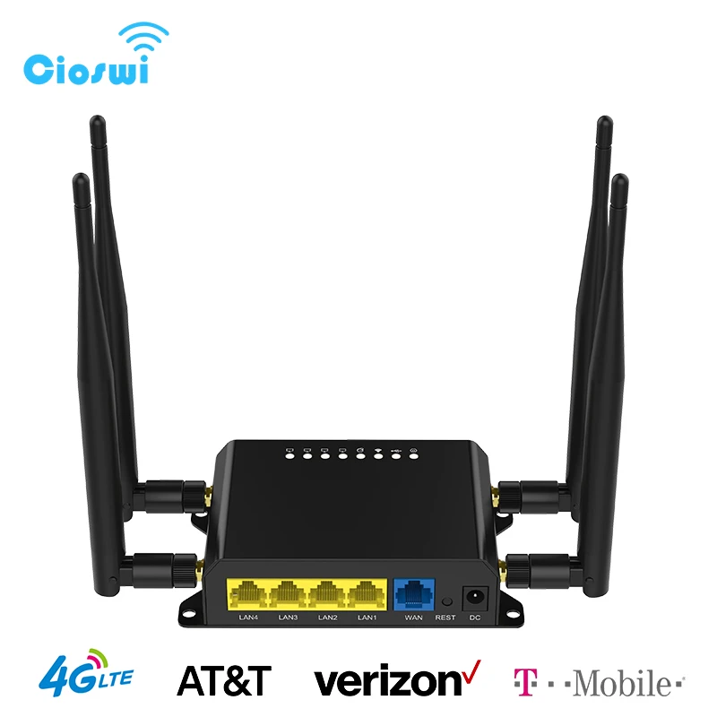 Cioswi WE826-T2 Router WiFi 4G Modem 3G Có Khe SIM Điểm Truy Cập Openwrt 128MB 12V GSM 4G LTE USB 1Wan 4LAN Router