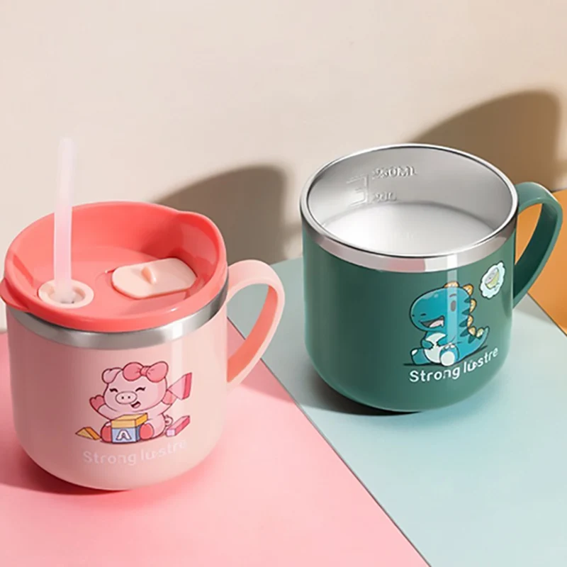 Kids Drinking Feeding Straw Cup 250ml/8.5oz 304 Stainless Steel