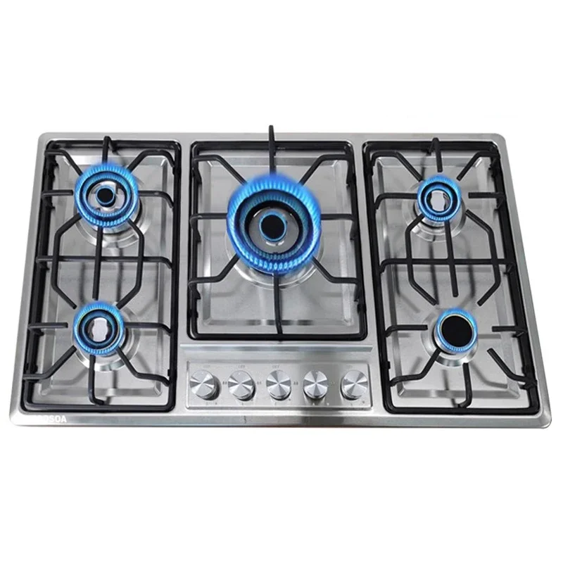 Five-hole Gas Cooktop Stainless Steel Built-in 5 Burners Stovetop LPG/NG Convertible Gas Stove Top Dual Fuel Hob 2