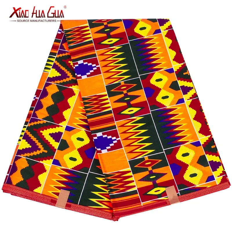 

African Wax Fabrics 6 Yard 100% Cotton Fabric by the Yard Ankara Kente Fabric for Party Dress Tissu Sewing Material 24FS1053