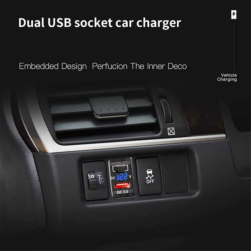12V-24V USB Outlet Dual Quick Charge 3.0 & PD USB C Port Charger Socket Power Adapter For Car Boat Marine Truck