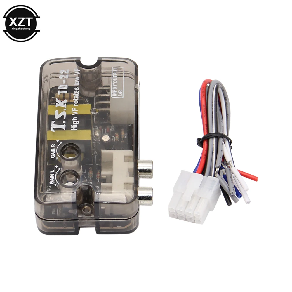 1PC 새로운 자동 자동차 오디오 변환기 12V RCA 스테레오 높은 낮은 조정 가능한 주파수 라인 스피커 레벨 어댑터 지연 기능
