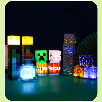 브라운 스톤 LED 램프 USB 충전식 책상 램프, 방 장식 램프, 어린이 생일 선물 장난감 램프, MC 크리핑 헤드