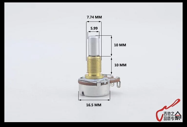 1 Piece Brass Bushing Solid Shaft Balance Potentiometer(POT) With Center Detent For Electric Bass -（B50K/B100K） Made in Korea