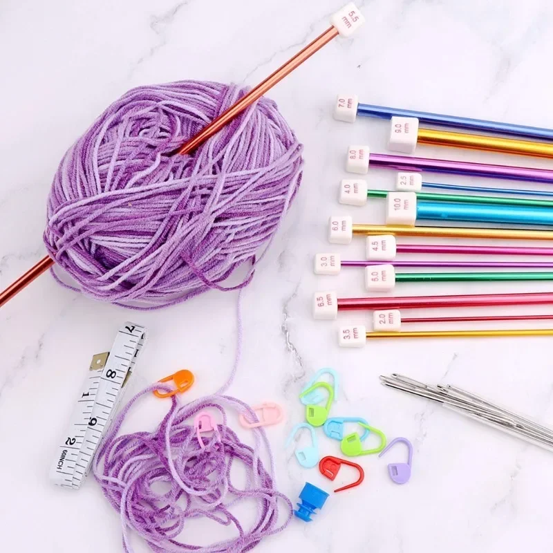 2pcs Aluminum Beaded Single Pointed Needle Colored Aluminum Beaded Sweater Needle Sweater Rod
