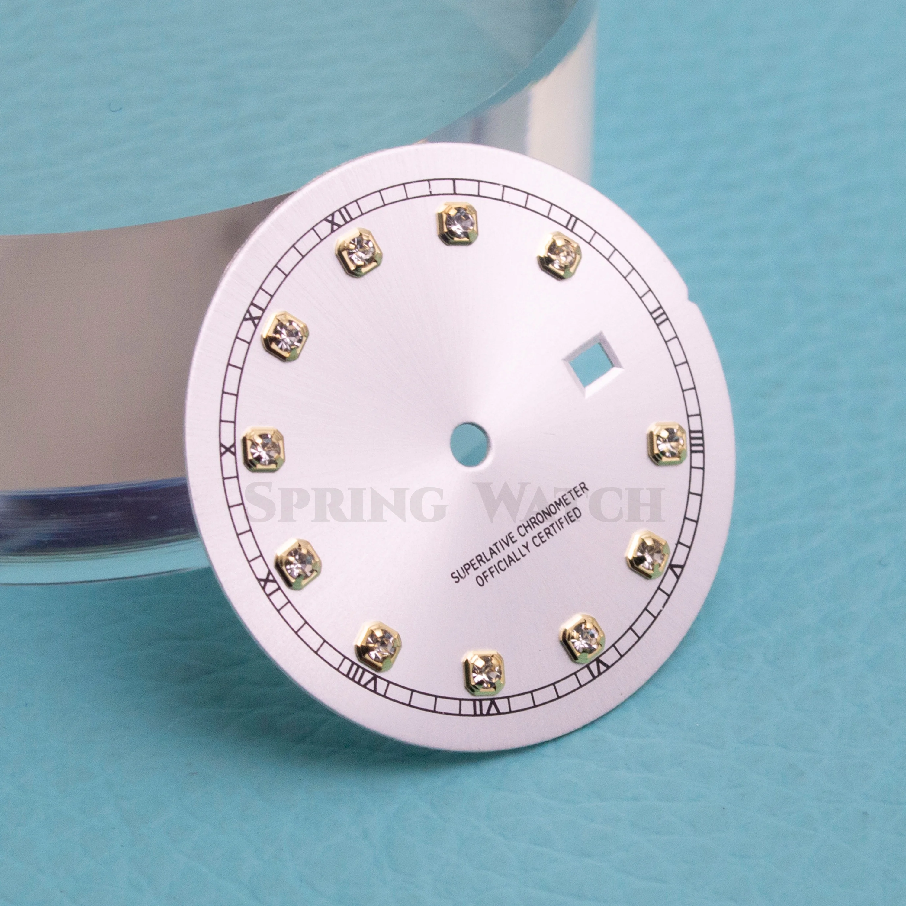 Elegant Women's Watch Dial with Roman Numerals and Luminous Shell Design - 25mm