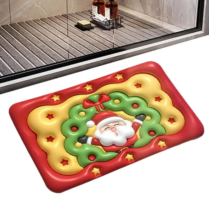 

Christmas Floor Mat Anti-Slip Shower Mat Absorbent Bath Rugs Quick Dry Soft Carpet for bathroom Outdoor Doormats Entrance Carpet