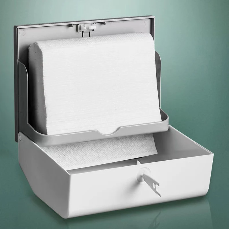 Kitchen Tissue Dispenser Luxury Paper Towel Dispenser High Quality ABS Tissue Box Wall Mounted Punch Free for Toilet 3