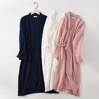 Nuova primavera e autunno kimono giapponese accappatoio coppia accappatoio in crêpe di cotone uomini e donne kimono vestaglia per indumenti da notte da donna 1