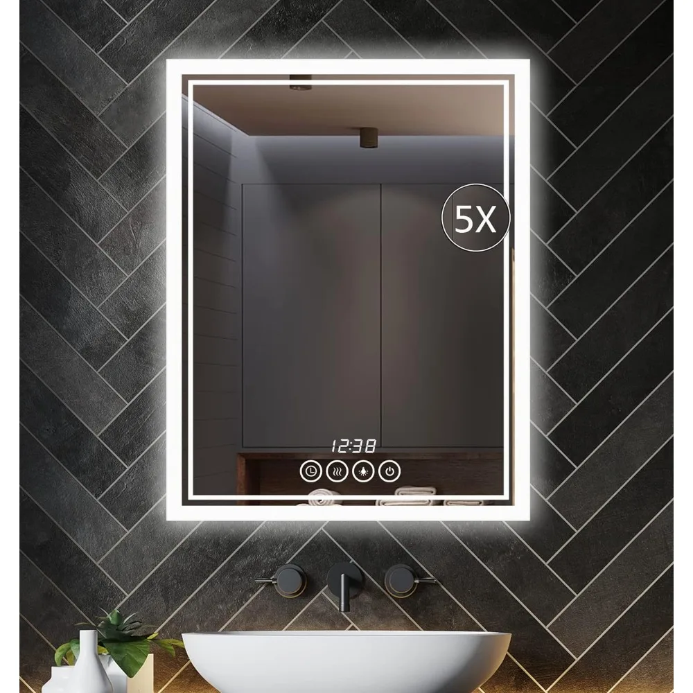 

Bathroom Mirror With Wall Light Large Anti-Fog LED Lighting Wall Mount Vanity Mirror Dimmable Backlit Vanity Mirror Mirrors Home