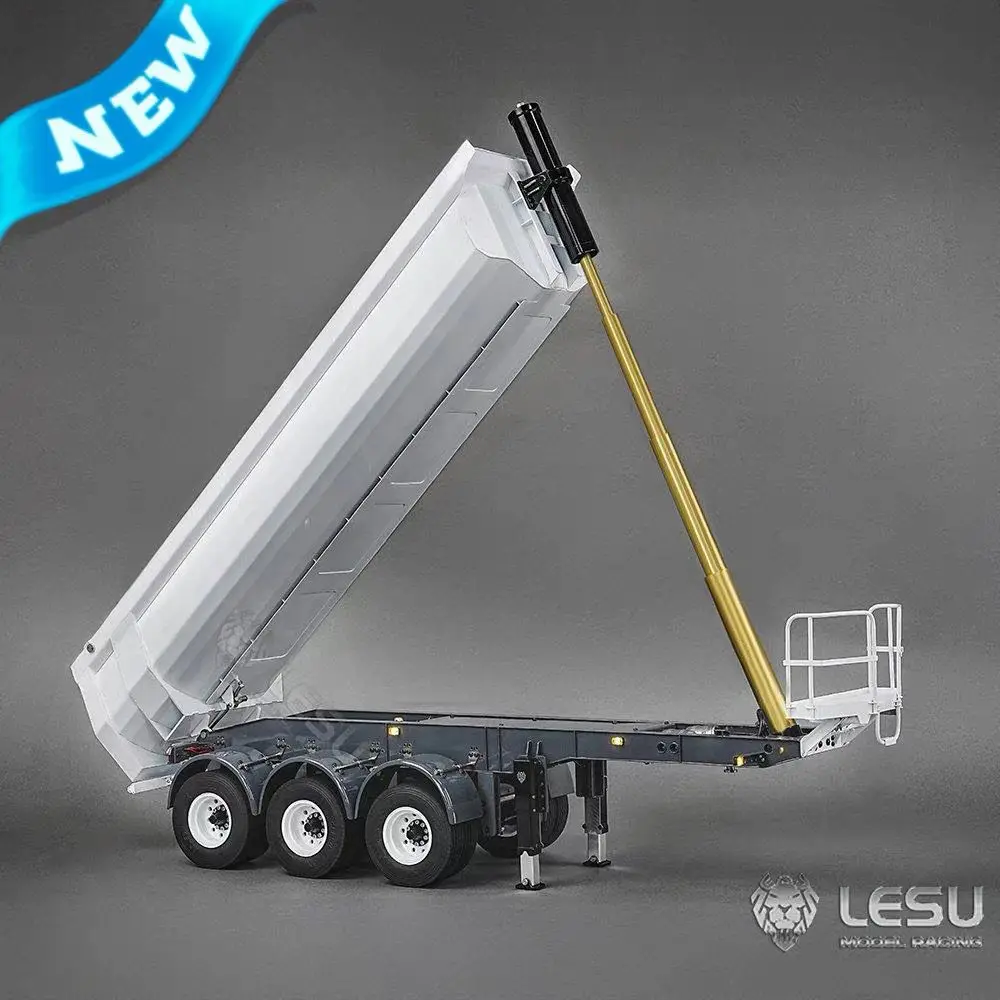 LESU RC Hydraulic Dump Trailer 3 Axles Metal Trailers Electric Legs for 1/14 TAMIYAYA Remote Control Vehicle Tractor Truck Model 2