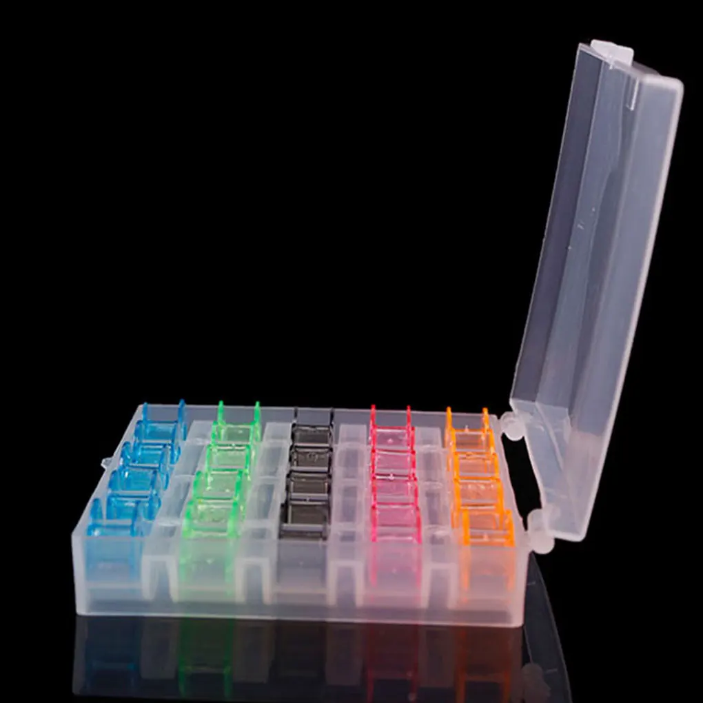 25 Pcs/box Empty Bobbin DIY Crafting Sewing Machine Plastic Spools Thread Organizer with Storage Box
