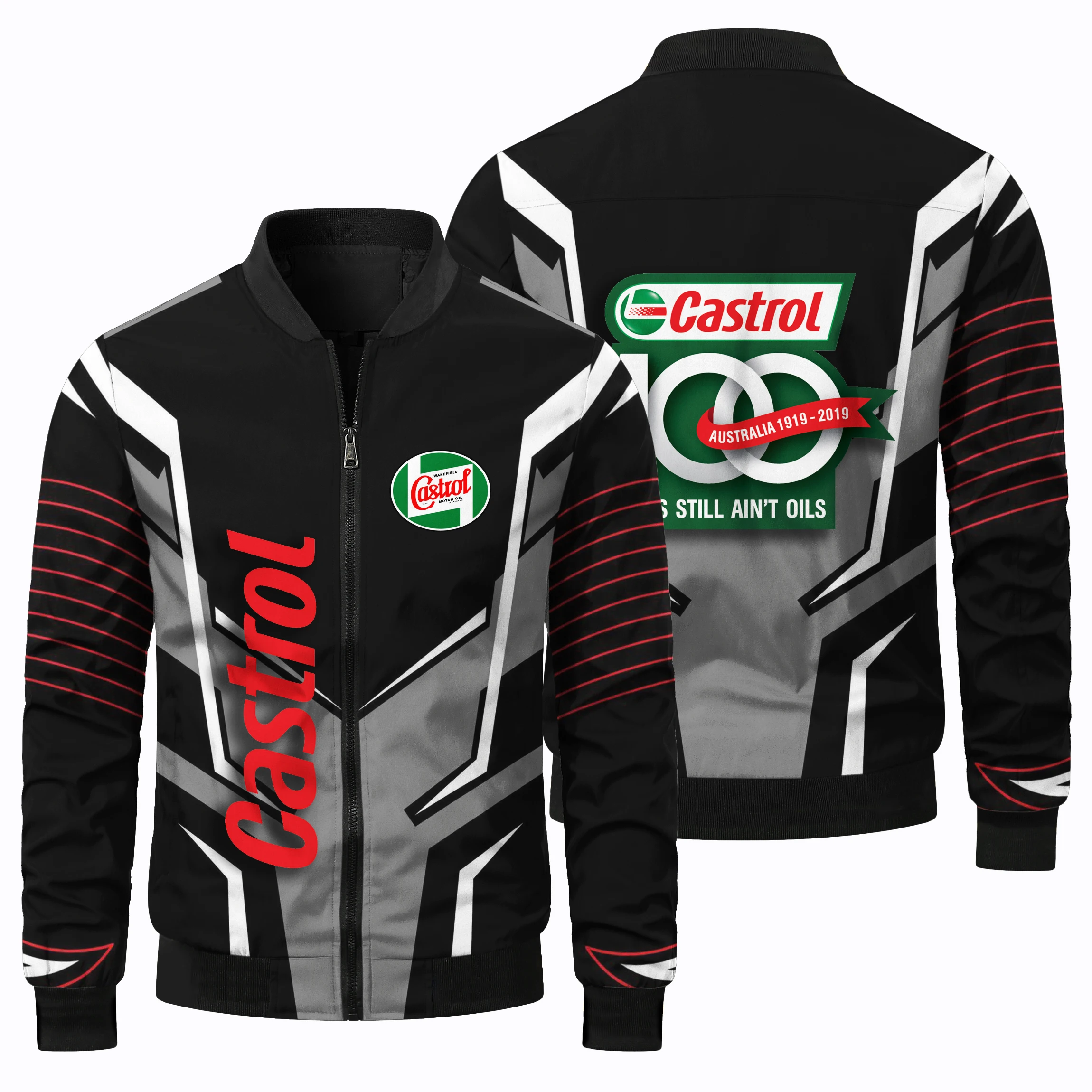 Chaqueta de manga larga con estampado clásico de carreras 3D para hombre, camiseta de ciclismo todoterreno para deportes al aire libre, chaqueta de cuello redondo con cremallera de moda