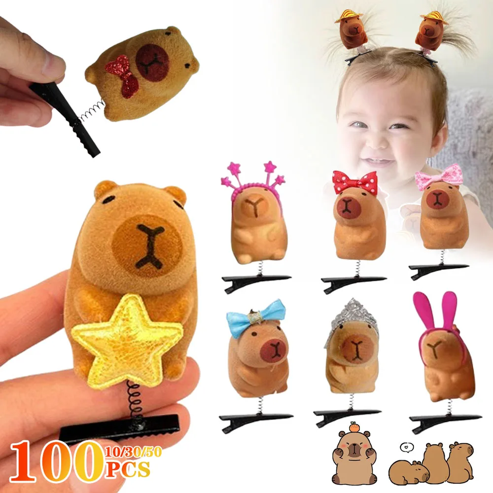 Kawaii Bow Tie Little 3D Capybara Hairpin Spring Clip Duckbill Clip Bangs Clips Side Clips Headwear Hair Accessories 10-100PCS hair accessories hair clips