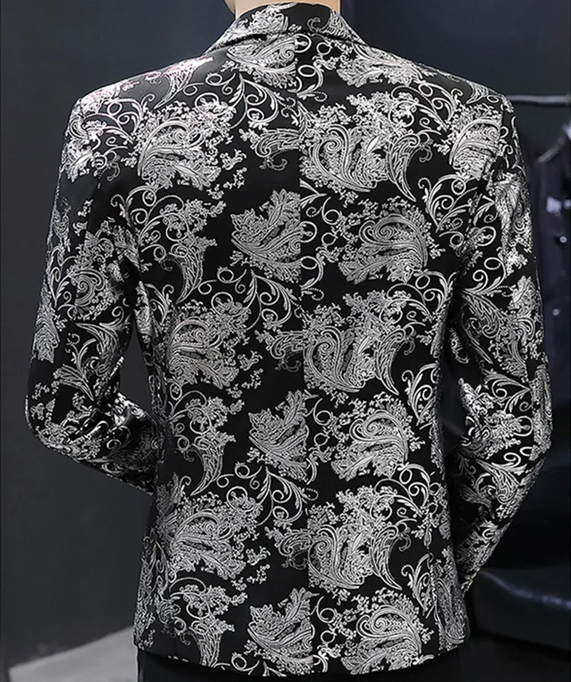 Blazer Mujer Fashion Business Handsome Gentleman Korean Version of British Style Casual Slim-fit Print Wedding Work Mens Blazer 3