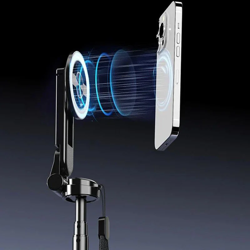 Magnetic Selfie Stick 360 Rotation Bluetooth Selfie Holder Portable Telescopic Magnetic Mobile Tripod Stand For Live Streaming