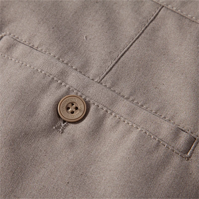 2024 Spring Autumn New Men's Casual Pants Linen Long Pants Breathable Straight Tube Men's Solid Color Versatile Long Pants 4