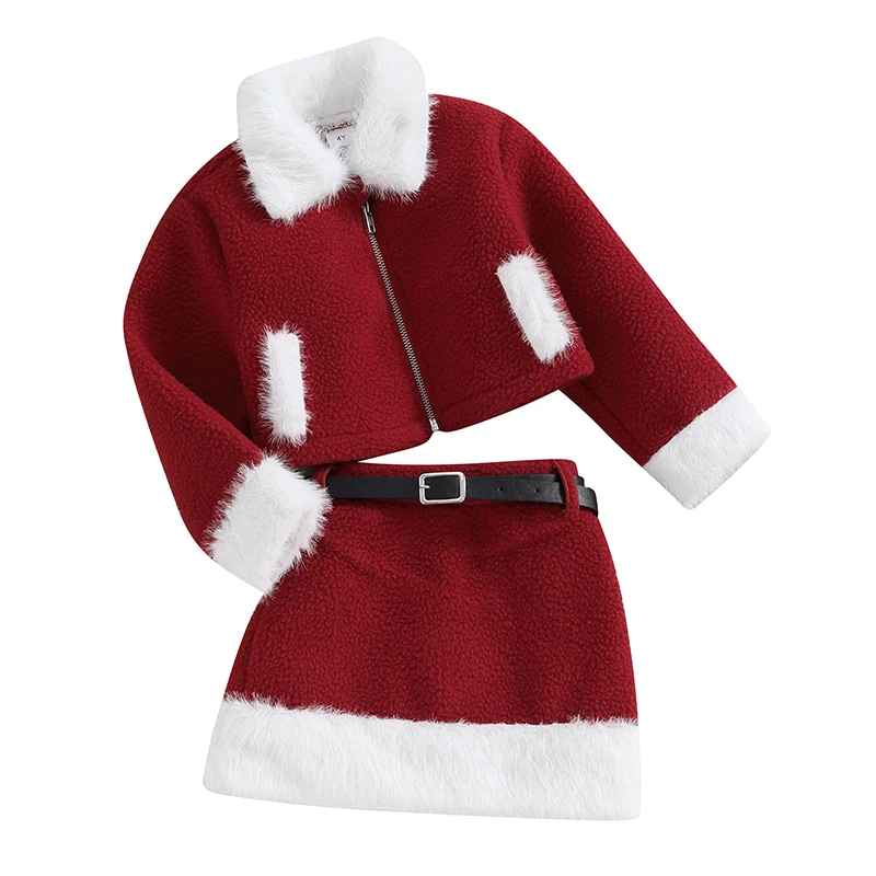 

Женский костюм деда мороза, пушистый свитер, пальто, трапециевидная мини-юбка, 2 предмета, Рождественская одежда