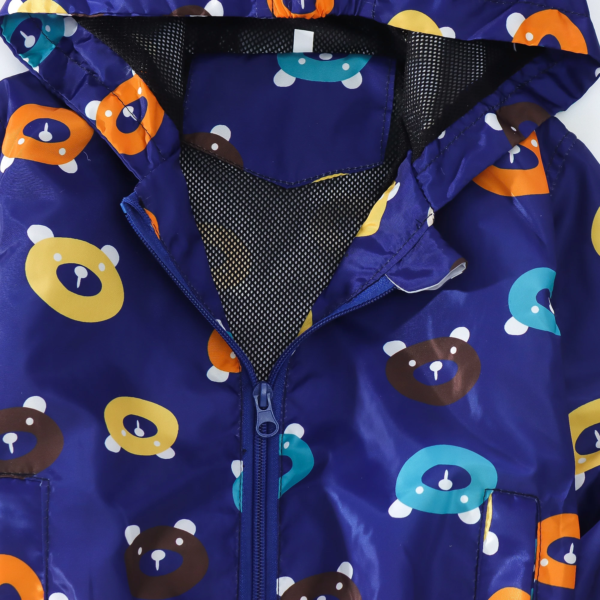 Spring and Autumn Boys' Sprint Suit Full Print Cartoon Bear Windproof Hooded Zipper Sprint Suit Jacket Outer Coat