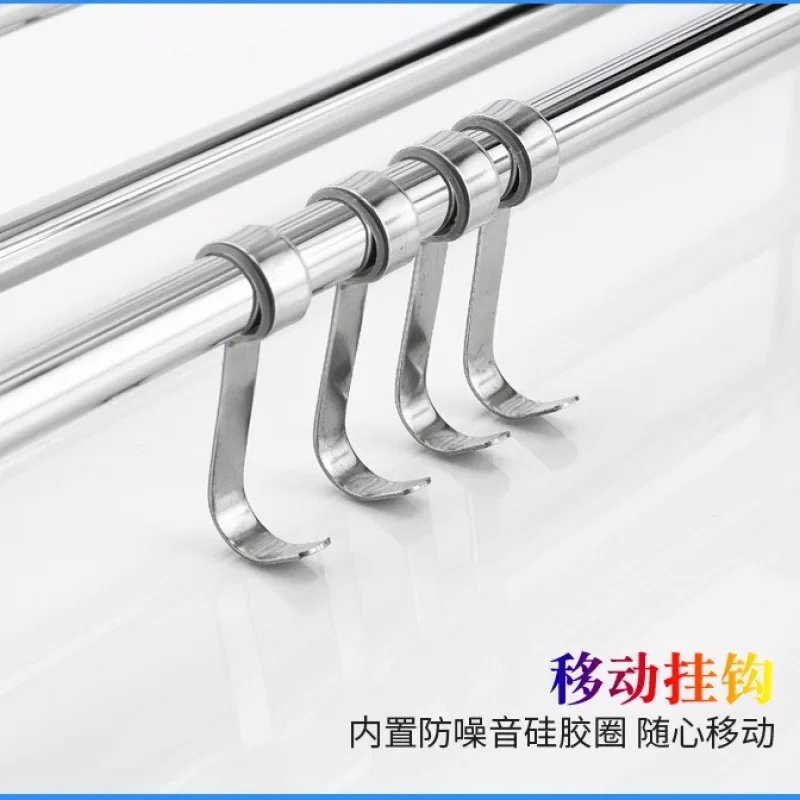 Thickened stainless steel non-punching bath towel rack, bathroom towel rack, toilet wall-mounted storage rack