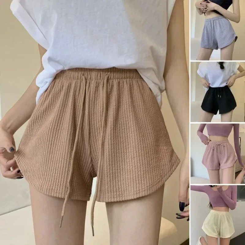 Women Summer Workout Shorts-High Waist Elastic Lace Up Wide Leg Sweat Shorts Loose Fitness Running Sports Pants with 반바지