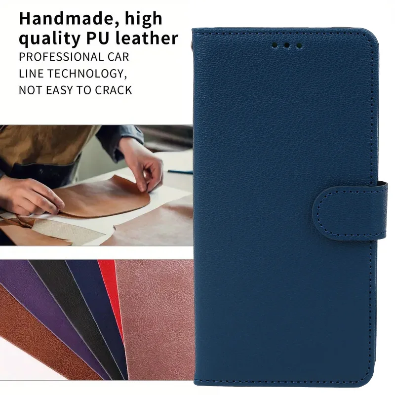 Leather Flip Wallet Case - Soft Silicone Cover for Samsung Galaxy A-Series