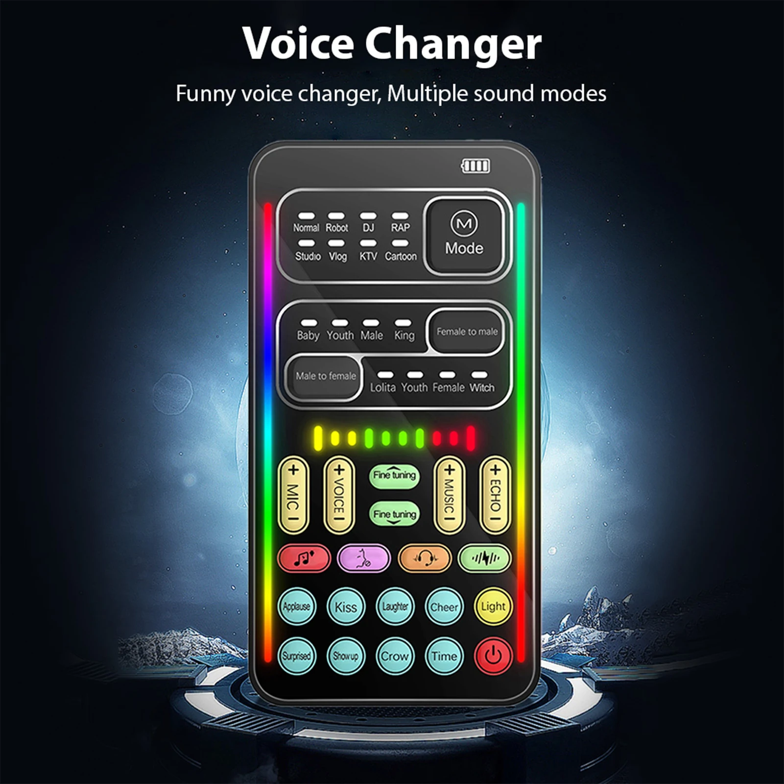 i9 Voice Changer Mini Multiple Audio Effect Bluetooth-Compatible Live Sound Cards Ultra-Thin Portable Live Sound Card Mic Tools