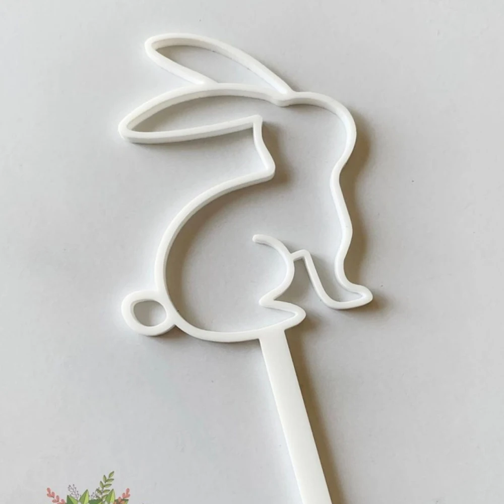 5pcs Rabbit Acrylic Happy Easter Cake Topper for Easter Party DIY Cake Dessert Baking Decoration Supplies