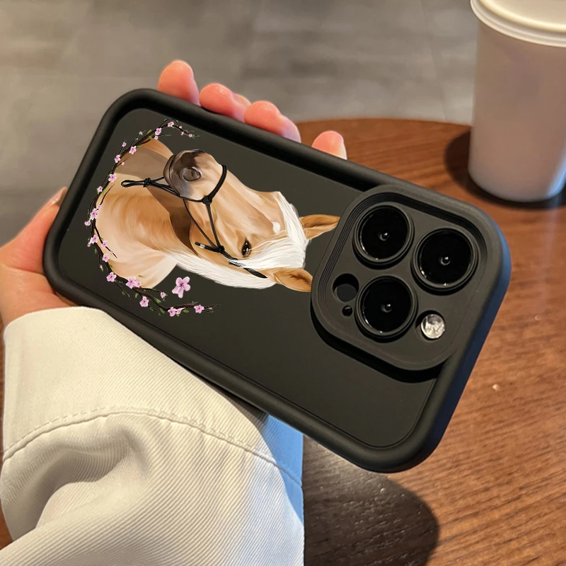 Adorable Horse-Patterned Silicone Shockproof Phone Case - Soft Protective Cover