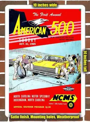 

Металлический знак-1965 роккингем American 500 Stock Race Car Race- 10x14 дюймов