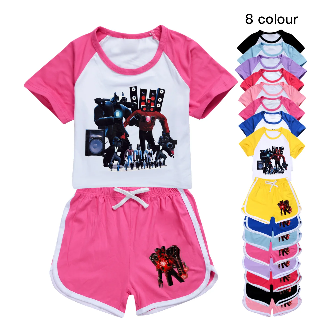 

Horror Game Skibidi Toilet Clothes Kids Summer Tracksuit Boys Short Sleeve T-shirt Shorts Suit Toddler Girls Casual Jogging Sets