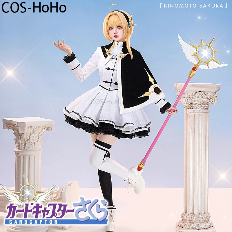 

COS-HoHo Cardcaptor Sakura Kinomoto Sakura, черно-белое платье, игровой костюм, Милая модель, наряд для Хэллоуина