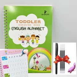 Reusable 3D Calligraphy and Math Learning Book for Kids - Educational Drawing and Letter Practice Toy Gift (Alphabet with Pen)