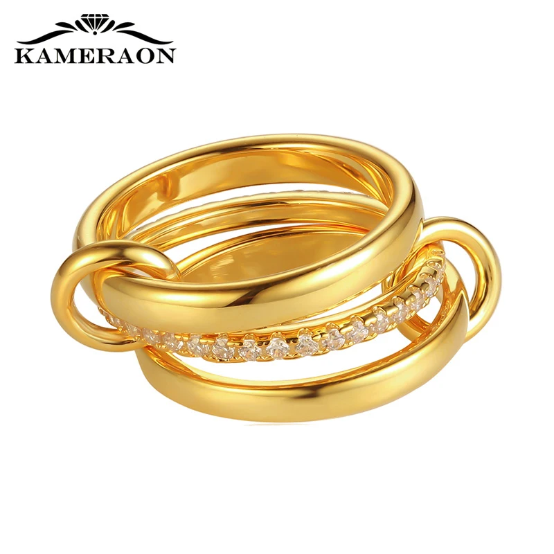 Gold Plated Rings AAA Zircon For Women Fashion Multilayer Stack Wedding Gifts