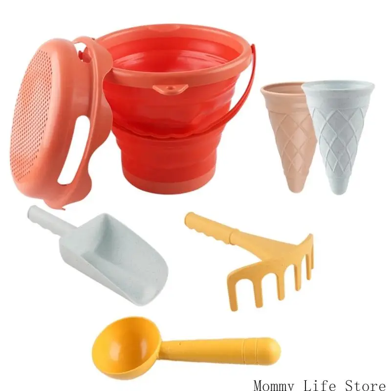 Portable Collapsible Sand Toy Set With Shovel For Children Beach Pool Fun Bucket Water Play_voghion.com