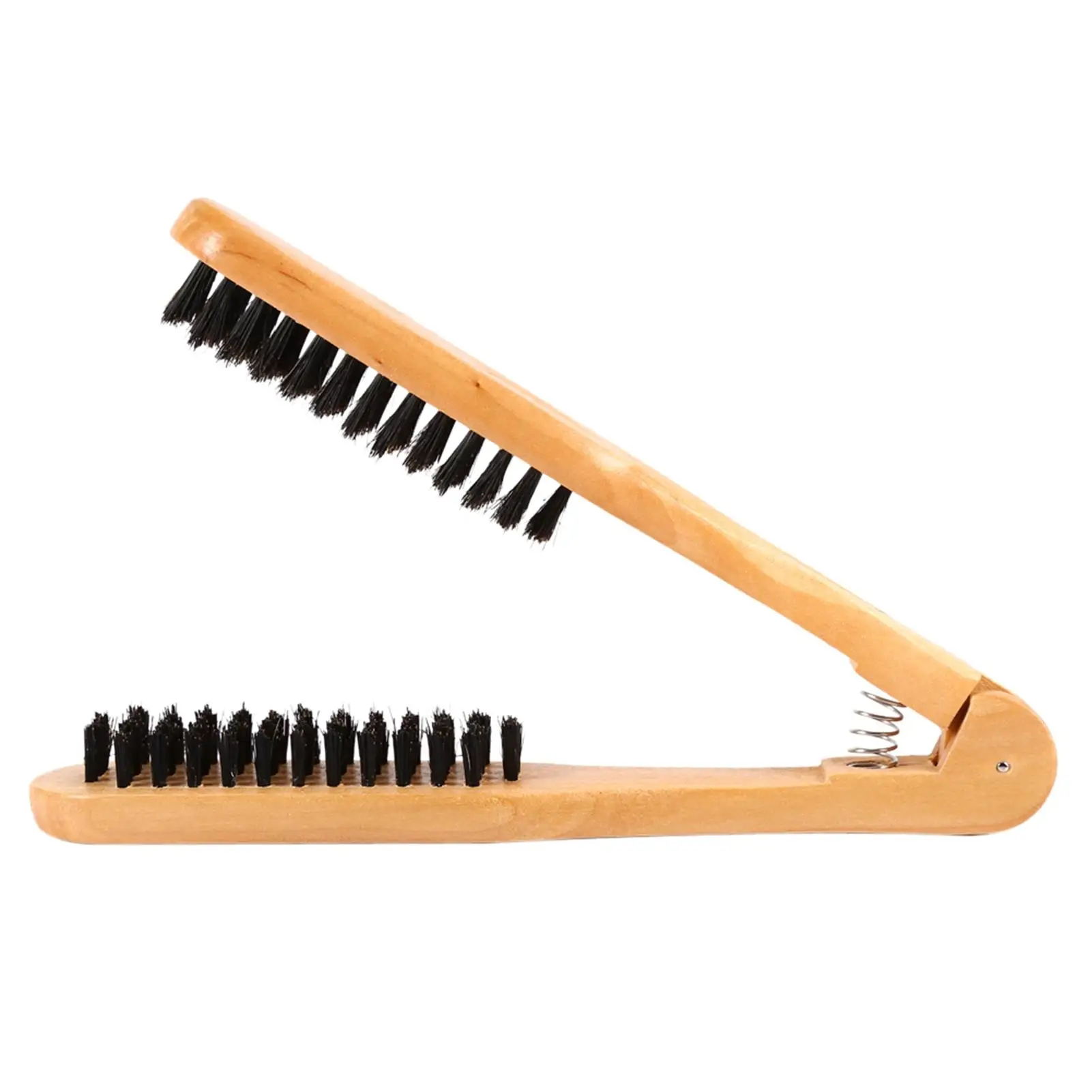 Wooden V-Shape Hairdressing Comb with Double Brushes - Anti-Static Hair Straightening Tool for Styling 5