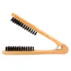 Wooden V-Shape Hairdressing Comb with Double Brushes - Anti-Static Hair Straightening Tool for Styling 5