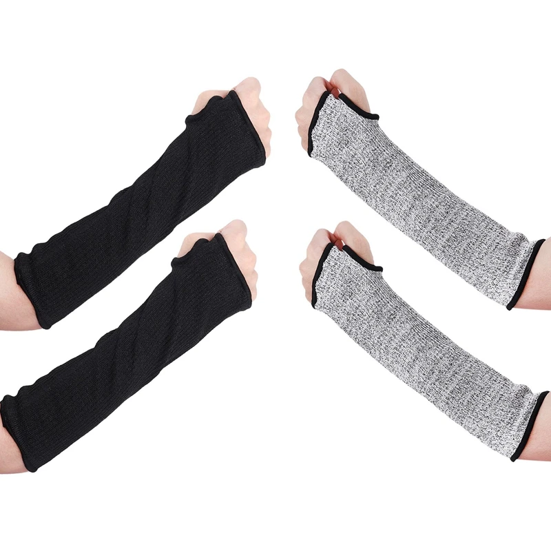 AEE4-2 Pairs Cut Resistant Sleeves Protective Arm Sleeves Safety Arms Protection With Thumb Hole,Garden Kitchen
