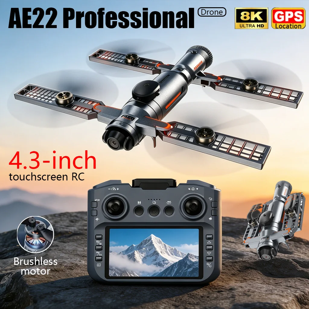 Drone AE22 4K/8K Caméra Stabilisée Moteurs Sans Balais